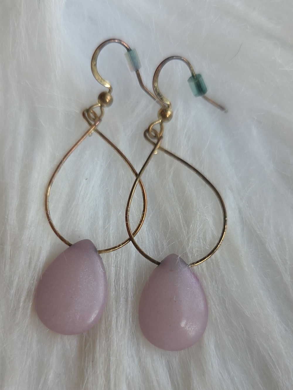 Light Purple Stone Gold Tone Earrings